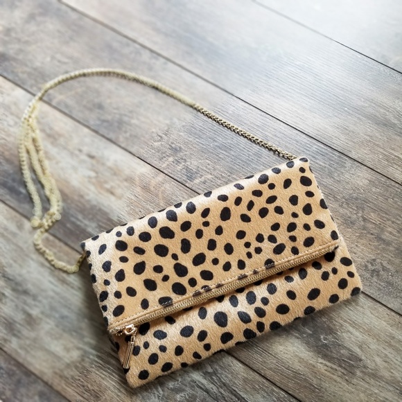 PRINCESS Faux Hide Cheetah Clutch Shoulder Bag - Picture 3 of 9